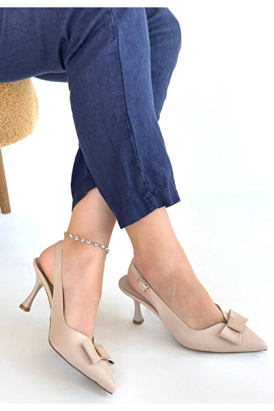 ALFA AKSESUAR 03 Leyya beige leather high heeled shoe