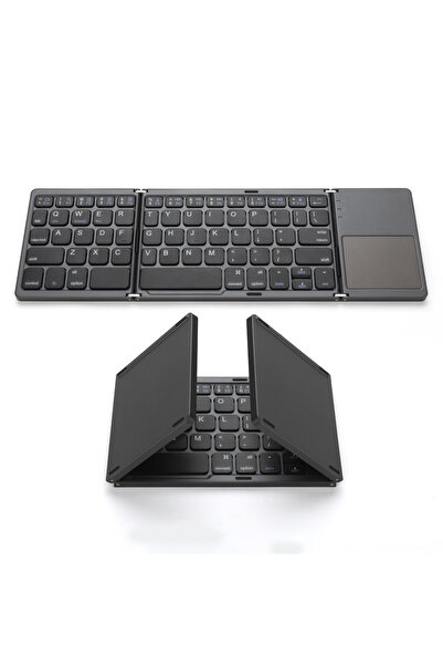 Generic Foldable Wireless Bluetooth Keyboard with Touchpad – Portable Rechargeable Mini Keyboard