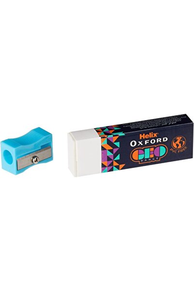 Helix Oxford Geo Eraser and Sharpener Set - Orange