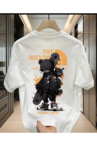 ORVIO Group Skateboarder Bear Printed T-Shirt