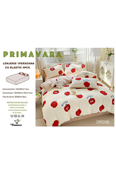 FIONNA.RO Lenjerie Din Bumbac Tip Finet Textura Creponata 1 Persoana Cu Elast...