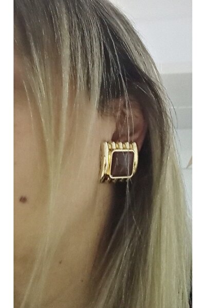 mos&more Square Shape Brown Women's Earrings