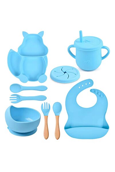 Denn Store Set hranire din silicon pentru copii – 8psc, BPA free, 6+ luni, farfurie, bol, pahar diversificare