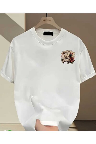 ORVIO Group Playing Cards and Flower Printed T-Shirt