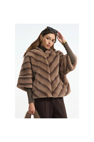 OEM Cappuccino faux fur cape coat