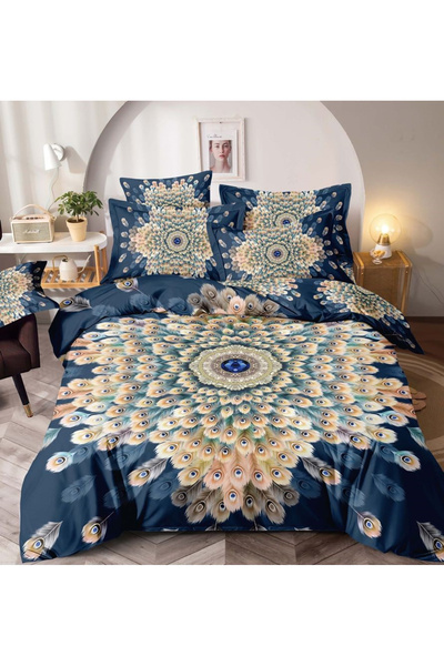 FIONNA.RO Lenjerie De Pat Finet Cu Elastic 1 Persoana - Peacock