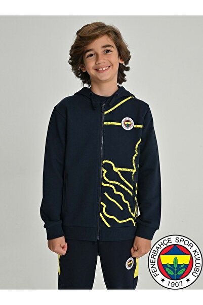 Fenerbahçe S.K. 25/26 Tribün All Over Baskı Çocuk Sweatshirt LACİVERT