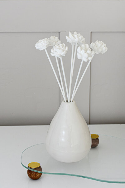 LALEZEN HOME Dekoratif Çiçekli Seramik Vazo (çiçekler dahildir)