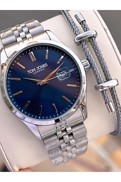 Tom Jones Men's Wristwatch 10088 with Bracelet Gift, Steel Strap, 3 Atm Water Resistant, 2 Years Warranty.
