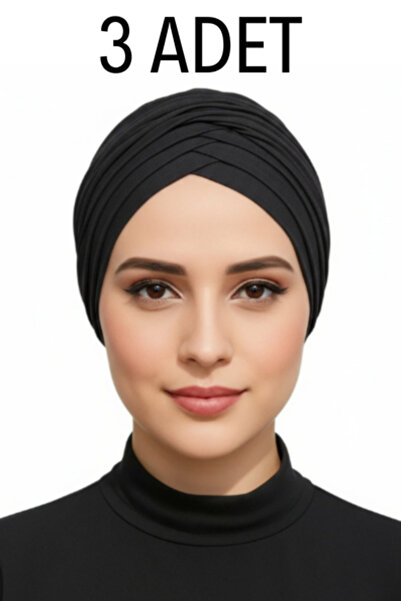 Ramellia 3-Piece Advantageous Package Black Ready-To-Wear Hijab Bonnet, Socia...