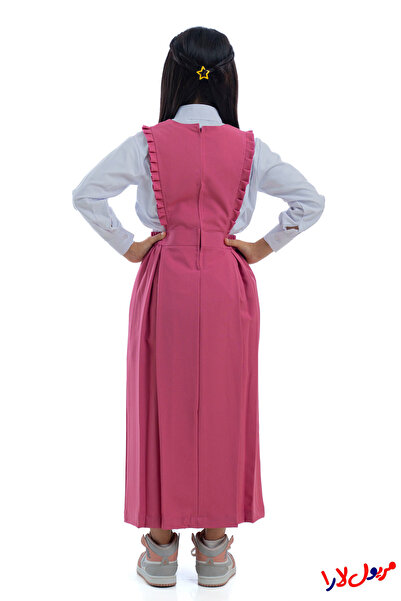 maryool lara Plain light pink pinafore with a ruffled cut