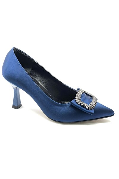 Kocamanlar Ayakkabı Feles square buckle 8 cm heeled stiletto women's shoes blue