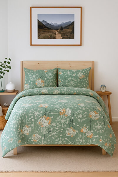 NİLYA Çift kişilik çiçek desenli nevresim seti [Çarşafsız settir]