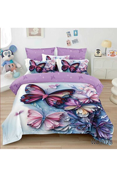 Primavara Double bed bedding 5D DIGITAL PRINT butterflies with elastic 5D22