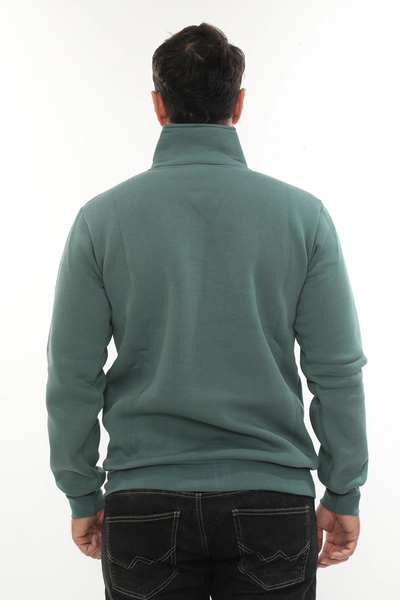 PHANTOM JEANS Ανδρικό φούτερ από βαμβάκι με μισό φερμουάρ και γιακά μπατό, κανονική εφαρμογή, κανονική εφαρμογή, με φλις εσωτερικά