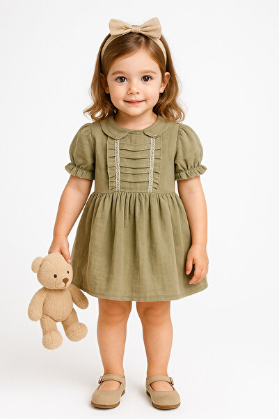 canmana kids&baby 100% Cotton Muslin Fabric Drawstring Sleeves Girl's Dress 6...