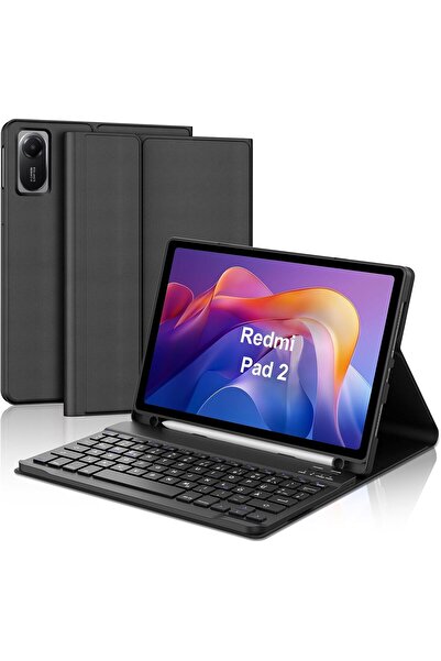 m.tk moveteck Xiaomi Redmi Pad 2 Compatible Tablet Case with Keyboard Wireless Bluetooth Pen Compartment Q Tablet Case