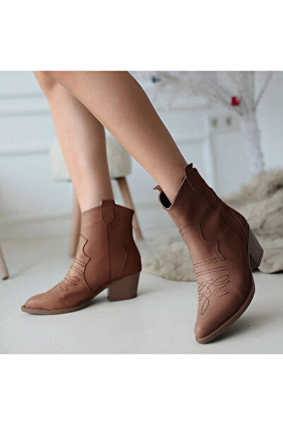 ZENGEZUR MALL Lvsqvr Akver Brown Leather Heeled Boots (213524) (Size: 37)