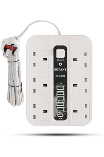 Generic 6-Socket Power Strip with USB Ports and Fast Charging