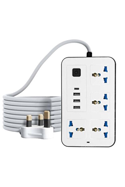Generic Power strip – 4 AC outlets, 3 USB ports and Type-C PD fast charging, 2m cable, 2500W