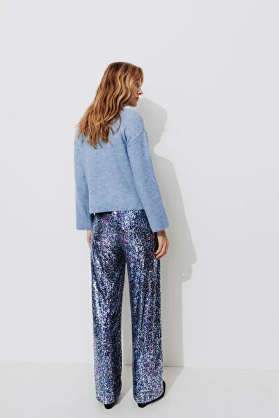İHRACATFAZLASI Multi-Colored Sequined Women's Trousers