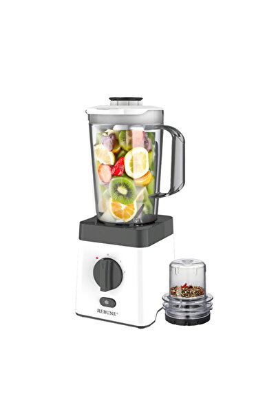 rebune Ribbon 650W Blender and Grinder – 2L Capacity – 3 Speeds + Spice Grinder – White