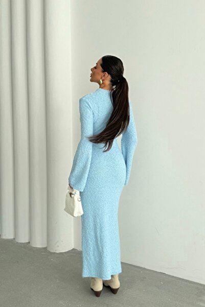 Auroveen Fit Boucle Bisiklet Yaka Uzun Kollu Triko Elbise AV3311