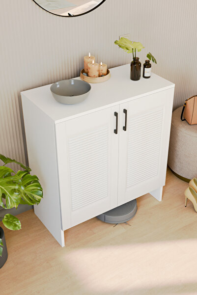 interGO Retro MDF Membran Kapaklı Çok Amaçlı Dolap Erzak Dolabı Kiler Dolabı Mutfak Dolabı