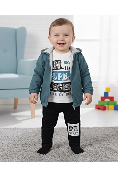 voyyo kids baby Baby Boy Raincoat with Hood, 3-Piece Seasonal Top and Bottom ...