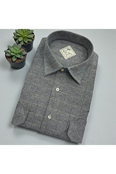 EREN STYLE Cămașă clasică din flanel de iarnă, 100% bumbac, cu mâneci lungi, ...