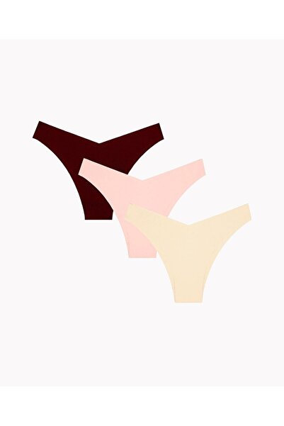 İntive Lingerie NBB Laser V Cut висока талия 3-пакет слипове (бордо, телесен,...