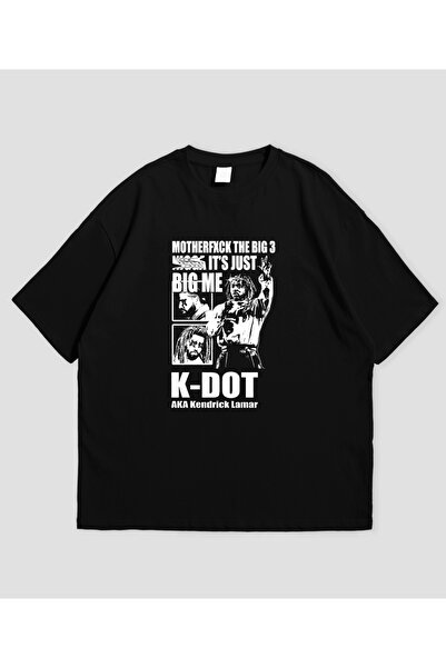 SVART WEAR تي شيرت كبير الحجم مطبوع عليه كيندريك لامار