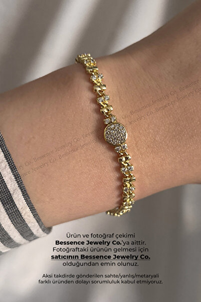 BESSENCE JEWELRY CO. Xuping 14K Gold VIP Shine Tek Taşlı Zarif Çelik Bileklik...