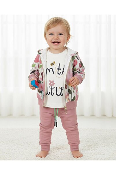 VOY KİDS Baby Girl Raincoat Hooded, 3 Piece Seasonal Top and Bottom Set L 3-6-9-12-18 Months