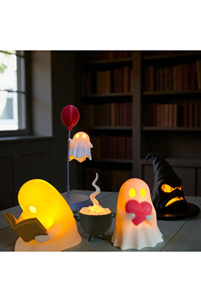 multiogz 👻 5’li LED Işıklı Sevimli Hayalet & Sihirli Kazan Dekor Seti – Gece...