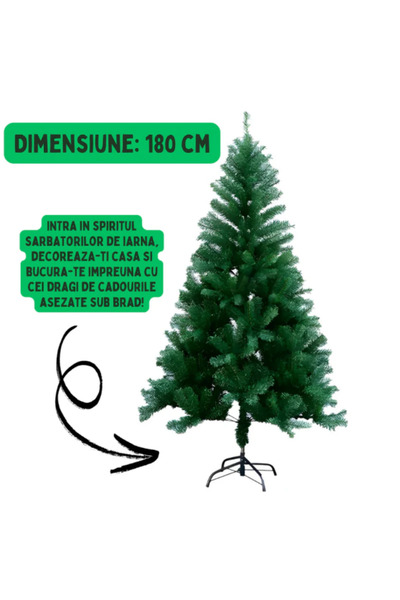 VENTART Artificial Christmas tree 1.80m, with stand included, with 45 decorations + 10m LED installation