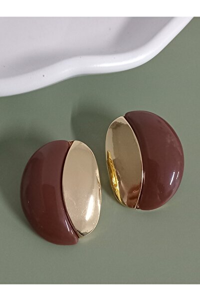 mos&more by mosev Brand Model, Gold Steel Brown Lightweight Women's Earrings