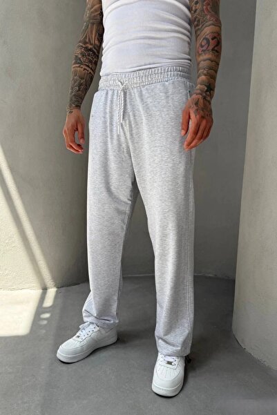 MADZEYMODA Men's Baggy Fit Adjustable Leg Gray Sweatpants Ke-7018