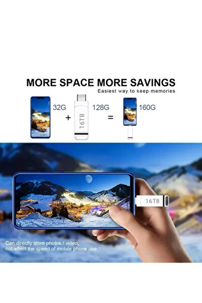 Generic High-Capacity USB Flash Drive 16TB – Dual Port Type-C & USB OTG – Metal Port