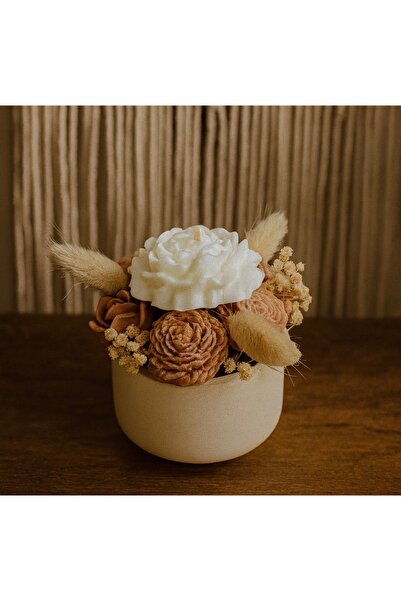 VitaTrust Bohem Gül Demeti Soya Mum – El Yapımı Dekoratif Çiçek Mum – Doğal W...