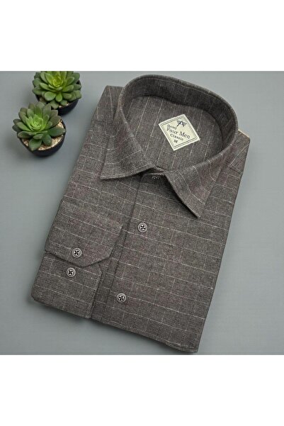 EREN STYLE Cămașă clasică din flanel de iarnă, 100% bumbac, cu mâneci lungi, ...