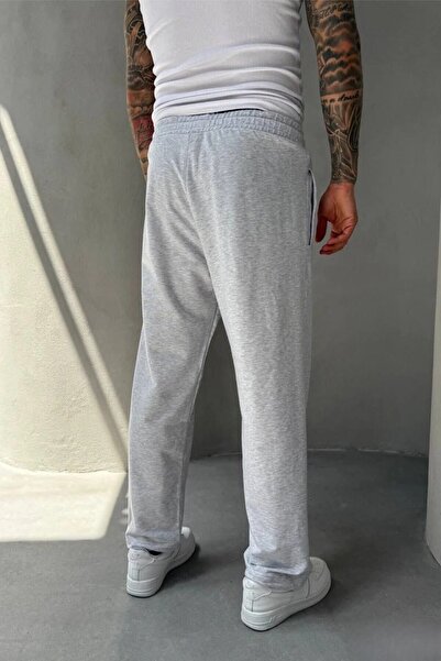MADZEYMODA Men's Baggy Fit Adjustable Leg Gray Sweatpants Ke-7018