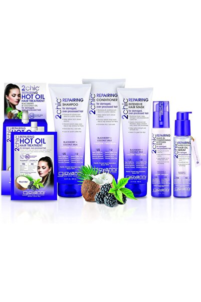 Giovanni 2chic Repairing Shampoo 24oz - Blackberry & Coconut Milk, Color-Safe, Sulfate-Free (Pack of