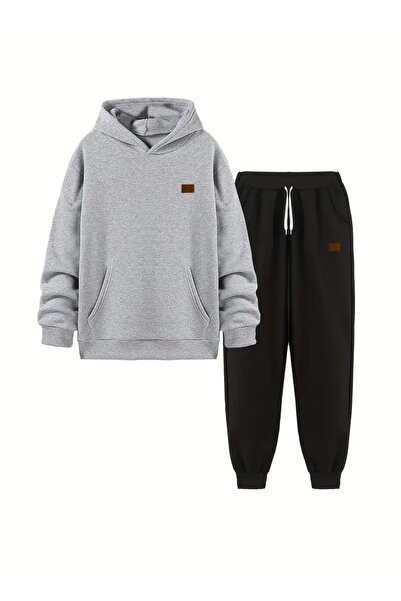 Massgai Unisex Printed Hooded Oversized Bottom-Top Set Jogger Cotton Tracksuit Set