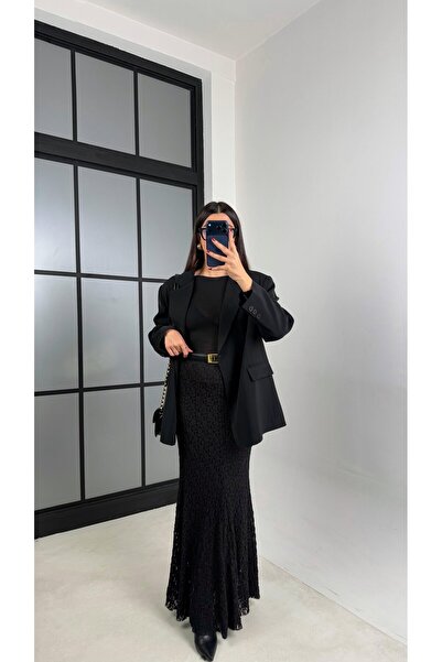 manana fashion Long Lined Lace Skirt