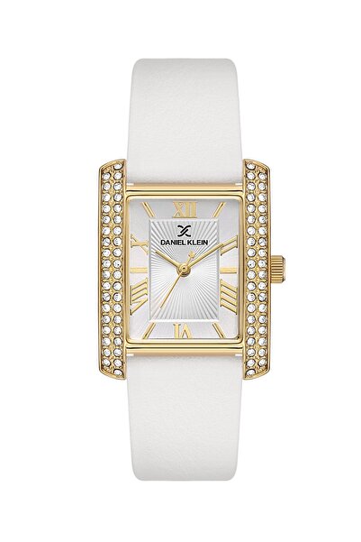 Daniel Klein Case Gold Cord White Color Women's Wrist Watch and Bracelet