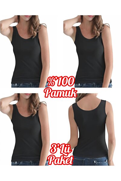 Özten 3-Pack 100% Cotton Ribbed Wide Strap Women's Tank Top Ozt3511