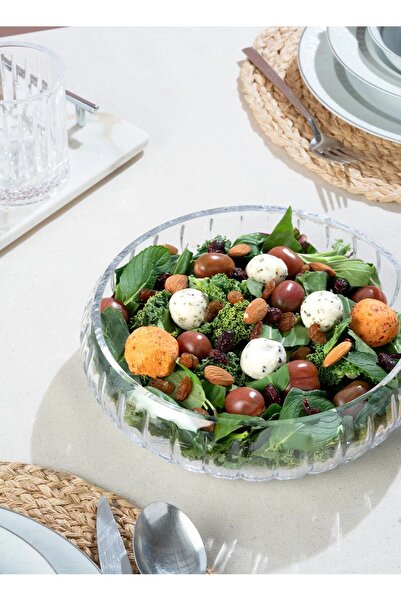 kitchenboost Glass Salad Bowl - 21 cm Medium Presentation Bowl - 2-Piece Multi-Purpose Bowl Fruit Bowl