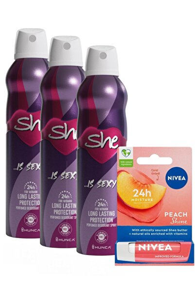 She Deodorant For Women Is Sexy 150ml 3 Adet + Niveadudak Kremi Şefteli