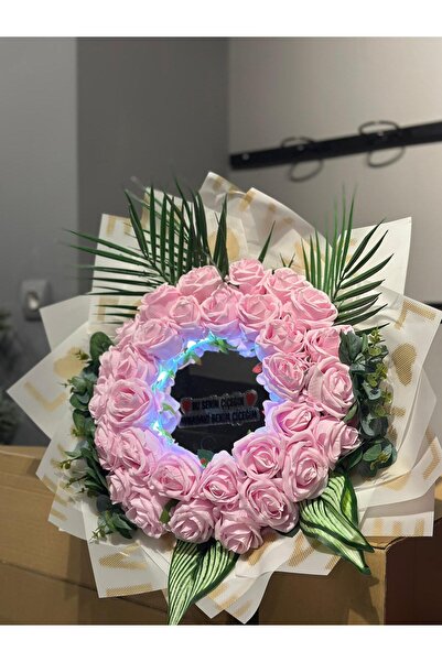 FN ÇİÇEKÇİLİK ışıklı aynalı buket 30 gül
